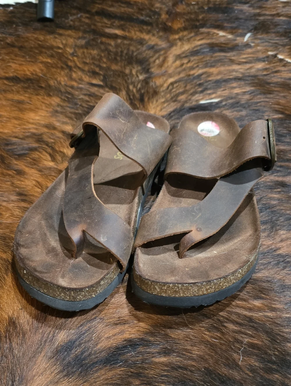 Brown Leather Thong Sandals - Picture 1 of 1